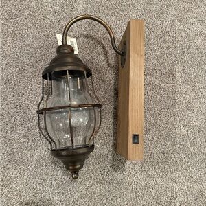 Bronze and Wood Indoor Wall Lantern